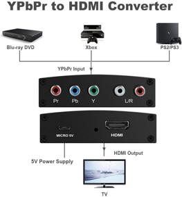 img 1 attached to 🔌 Адаптер компонентов к HDMI, конвертер YPbPr к HDMI + R/L, адаптер NEWCARE 5RCA RGB к HDMI, конвертер видео и аудио 1080P адаптер для просмотра DVD PSP на HDTV мониторе. Поддержка.