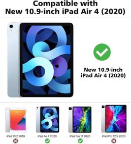 img 3 attached to 🔴 Чехол TSQQST для iPad Pro 11 для детей 2020 2018, чехол для iPad Air 4-го поколения с держателем для карандаша 2020, прочный чехол с подставкой на 360° и ремешком для руки/плеча - красный.