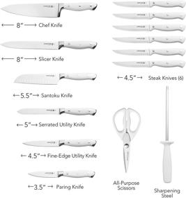 img 1 attached to 🔪 Набор ножей Sabatier из 15 предметов с белой рукоятью и тройными заклепками - улучшенный для SEO