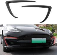 🚗 enhance your tesla model 3 with xipoo fit fog light trim - matte black exterior eyebrow cover for 2017-2021 model 3 - stylish exterior decoration & accessories logo
