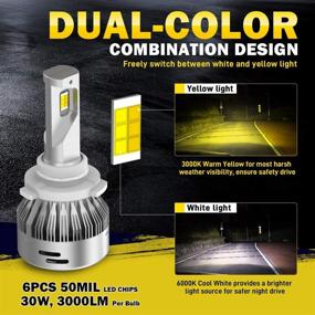 img 3 attached to 🔆 LASFIT 9005/HB3 LED Light Bulbs, Dual Color Switchback Conversion Kits - Super Bright and Adjustable, 6000K White/3000K Amber Yellow, Play and Plug, 2 Pack