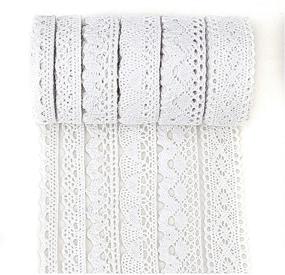 img 4 attached to 🧵 IDONGCAI White Lace Trims for Sewing - Cotton Lace Ribbon Roll - Craft Lace for Junk Journals & Dream Catcher Supplies - 30 Yards (5 Yards Each)