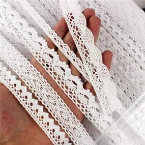 img 3 attached to 🧵 IDONGCAI White Lace Trims for Sewing - Cotton Lace Ribbon Roll - Craft Lace for Junk Journals & Dream Catcher Supplies - 30 Yards (5 Yards Each)