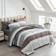 🛏️ joyreap 7 piece bed in a bag full/queen - light gray & brown stripes - soft microfiber comforter set for all seasons logo