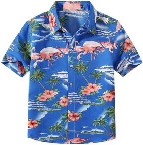 img 4 attached to 🌺 Medium Girls' SSLR Button Tops, Tees & Blouses for Hawaiian Christmas