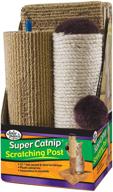 four paws super catnip cat scratching post: sisal and carpet, brown 21 inches tall - premium quality logo