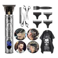 💈 gray knight set: rechargeable cordless hair trimmer with t-blade, haircut cloth, scissors, and comb - ideal hair clippers for men logo