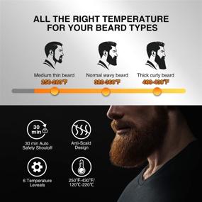 img 2 attached to 🧔 COOLKESI Beard Straightener Brush for Men - Ionic Ceramic Hot Comb, Fast Heating Beard Straightening Comb with 6 Adjustable Temperatures, Anti-Scald Portable Beard Hair Straightener Brush for Various Beard Styles…