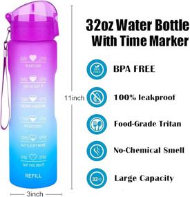 img 2 attached to XACIOA 32oz Water Bottle with Straw & Motivational Time Marker: Stay Hydrated on the Go, Perfect for Fitness and Outdoor Enthusiasts