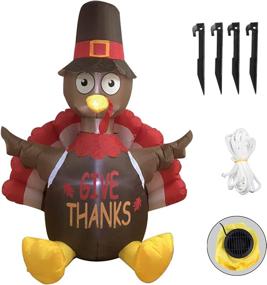 img 2 attached to 🦃 6 FT Thanksgiving Inflatable Sitting Turkey - MorTime Blow up Turkey Decor with LED Lights for Fall Autumn Yard Party, Harvest Day Thanksgiving Decorations - Ideal for Shopping Mall Display