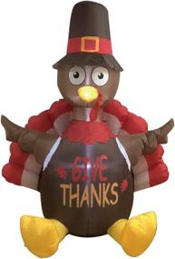 img 1 attached to 🦃 6 FT Thanksgiving Inflatable Sitting Turkey - MorTime Blow up Turkey Decor with LED Lights for Fall Autumn Yard Party, Harvest Day Thanksgiving Decorations - Ideal for Shopping Mall Display