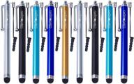 wisdompro 9-pack universal rubber tip stylus pens for touch screens with lanyard tether - compatible with ipad, iphone, tablet, android, samsung, and all capacitive devices (5-color guy pack) логотип