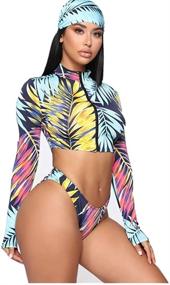 img 1 attached to 🌸 Floral Long Sleeve Tie Side 2-Piece Swimsuit for Women - Bathing Suit Swimwear