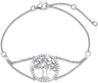 🌳 agvana sterling silver tree of life bracelet: perfect christmas gift for women - cubic zirconia family tree bracelet: ideal anniversary & birthday jewelry for women, teen girls, mom, wife, lover, and yourself – 6+1 inch logo