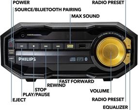 img 1 attached to 🎶 PHILIPS FX10 Беспроводная Стереосистема с Bluetooth: CD-плеер, MP3, USB, FM-радио, Динамик с бас-рефлексом, 230 Вт, В комплекте пульт дистанционного управления