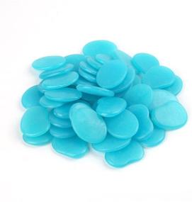 img 4 attached to 🔵 Glow in The Dark Pebbles, Glowing Marbles, Decorative Glow Gravel Rocks, Aquarium Glow Stones, Vase Fillers for DIY Fairy Garden Gifts Decor (Flake Shape, 44pcs, 315g/0.69lbs) - Blue