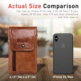 img 3 attached to 📱 Hengwin Genuine Leather iPhone 11 Pro Max Holster Case with Belt Clip and Belt Pouch, Compatible with iPhone Xs Max XR, iPhone 7 Plus/8 Plus/6s Plus (Fits Cellphone with Case On), Brown