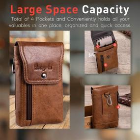 img 1 attached to 📱 Hengwin Genuine Leather iPhone 11 Pro Max Holster Case with Belt Clip and Belt Pouch, Compatible with iPhone Xs Max XR, iPhone 7 Plus/8 Plus/6s Plus (Fits Cellphone with Case On), Brown