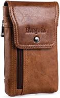 📱 hengwin genuine leather iphone 11 pro max holster case with belt clip and belt pouch, compatible with iphone xs max xr, iphone 7 plus/8 plus/6s plus (fits cellphone with case on), brown logo