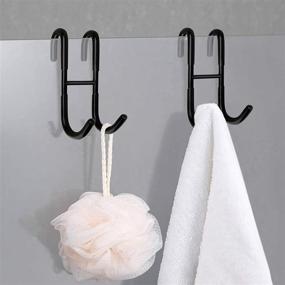 img 1 attached to 🚿 VIVIBEAUTY Shower Door Hooks: Stylish Matte Black Towel Hooks for Bathroom Frameless Doors - Hang Bathrobe, Squeegee, Loofah