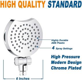 img 2 attached to 💦 Suptaps 6" High Pressure 4-Settings Rain Shower Head - Luxurious Wall Mount Waterfall Showerhead for Ultimate Shower Experience (Chrome)