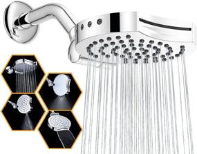 img 4 attached to 💦 Suptaps 6" High Pressure 4-Settings Rain Shower Head - Luxurious Wall Mount Waterfall Showerhead for Ultimate Shower Experience (Chrome)