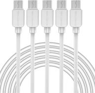 smallelectric micro usb cable (5-pack, 6ft) - fast android phone charger for galaxy s7 s6 edge j7 s5, note 5 4, lg, kindle, tablet - white logo