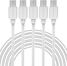 smallelectric micro usb cable (5-pack, 6ft) - fast android phone charger for galaxy s7 s6 edge j7 s5, note 5 4, lg, kindle, tablet - white logo