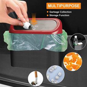 img 2 attached to 🚗 Wontolf Car Trash Can Bin with Lid and 30pcs Trash Bags - Small Leakproof Car Garbage Can, Mini Vehicle Trash Bin, Garbage Dustbin Organizer Container for Car, Office, Kitchen, Bedroom, and Home