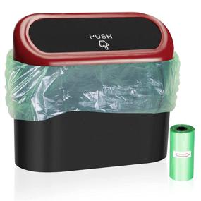 img 4 attached to 🚗 Wontolf Car Trash Can Bin with Lid and 30pcs Trash Bags - Small Leakproof Car Garbage Can, Mini Vehicle Trash Bin, Garbage Dustbin Organizer Container for Car, Office, Kitchen, Bedroom, and Home