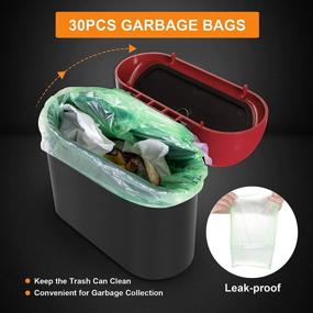img 3 attached to 🚗 Wontolf Car Trash Can Bin with Lid and 30pcs Trash Bags - Small Leakproof Car Garbage Can, Mini Vehicle Trash Bin, Garbage Dustbin Organizer Container for Car, Office, Kitchen, Bedroom, and Home