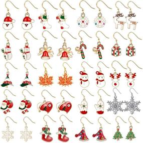 img 4 attached to 🎄 Stylish 3-20 Pairs Christmas Earrings Set for Women and Girls – Festive Dangle Jewelry for Thanksgiving & Xmas Holidays