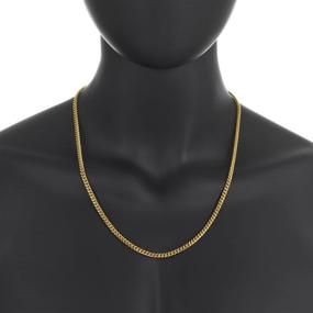 img 1 attached to The Bling Factory 4mm 14k Yellow Gold Plated Beveled Curb Chain Necklace: A Luxurious Accessory for Style Enthusiasts