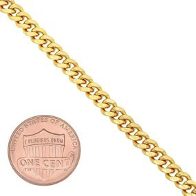 img 3 attached to The Bling Factory 4mm 14k Yellow Gold Plated Beveled Curb Chain Necklace: A Luxurious Accessory for Style Enthusiasts