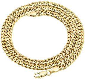 img 2 attached to The Bling Factory 4mm 14k Yellow Gold Plated Beveled Curb Chain Necklace: A Luxurious Accessory for Style Enthusiasts