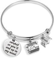 🖋️ g-ahora writer bracelet she believed she could typewriter gift pen container book charms jewelry – author gift (she believed writer br) logo