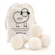 🐑 wilpoem new zealand nature wool dryer balls - gentle fabric softener for sensitive skin - wrinkle prevention & static reduction - 6 xl pack logo