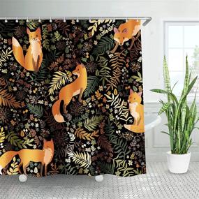 img 4 attached to 🦌 LIVILAN Kids Shower Curtain Navy Blue with Cute Deer Cartoon Animal Hooks - Jungle Theme, Tree Forest Leaves Woodland Bathroom Decor, 72Wx72H Inches