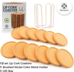 img 3 attached to Lip Cork Coasters Set with Gold Holder - Absorbent Rustic Drink Round Corks, Ideal for Bar Outdoor and Indoor Use - Furniture Protection for Cups, Glasses, Mugs, Beer, Wine, and Cocktails with Convenient Caddy