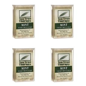 img 2 attached to Tea Tree & Menthol Toothpicks (100 Count) - Tea Tree Therapy [4-Pack]