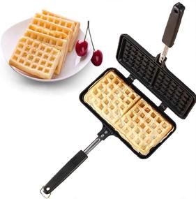 img 4 attached to 🧇 Non-Stick Stove Top Waffle Maker with Deep Fill Plates, Teflon Coating for Easy Cleaning - Mini 2 Slice Waffle Pan for Snacks and Breakfast