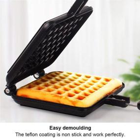 img 3 attached to 🧇 Non-Stick Stove Top Waffle Maker with Deep Fill Plates, Teflon Coating for Easy Cleaning - Mini 2 Slice Waffle Pan for Snacks and Breakfast