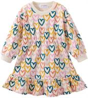 💖 adorable mud kingdom little girls love heart smocked sweatshirt dress with long sleeves in vibrant colors logo