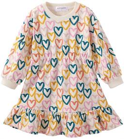 img 4 attached to 💖 Adorable Mud Kingdom Little Girls Love Heart Smocked Sweatshirt Dress with Long Sleeves in Vibrant Colors