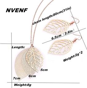img 2 attached to Boho Gold-Tone Multi Tiered Leaves Necklace and Earring Set for Women - NVENF Delicate Chain Dangle Necklace and Simple Leaf Statement Earrings