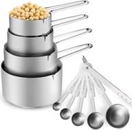 🥄 10-piece stainless steel measuring cups and spoons set with spout - stackable metal measure kit for baking & cooking (4 cups + 6 spoons) logo