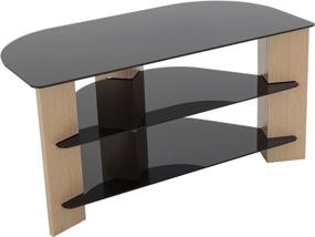 img 1 attached to 📺 AVF FS900VAROB-A Varano Corner TV Stand for TVs up to 42" - Oak and Black Glass