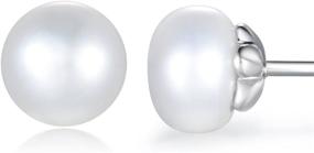 img 4 attached to 💎 Stunning MASOP Sterling Silver Pearl Stud Earrings: Real Freshwater Beauty for Women & Girls