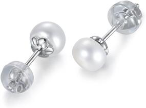 img 1 attached to 💎 Stunning MASOP Sterling Silver Pearl Stud Earrings: Real Freshwater Beauty for Women & Girls