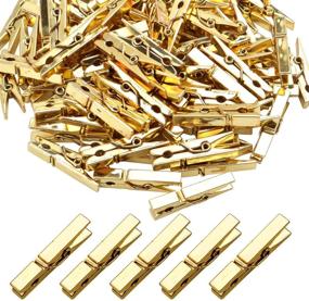 img 4 attached to 🔒 Versatile and Durable: 100 Mini Plastic Clips - Utility Photo & Clothes Line Clips - Gold, 3.5 x 0.5 x 0.7cm